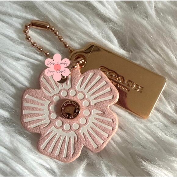 Coach Handbags - 1.5" COACH Rose Gold Tea Rose Flower Floral Bag Charm Hang Tag